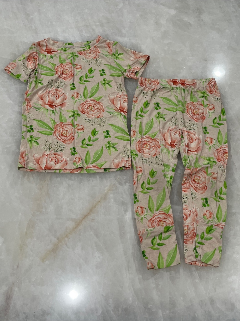 LEV Baby Floral Pink & Green Kids Pajama Set